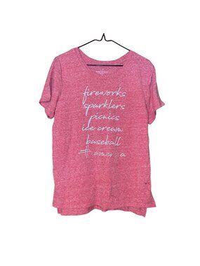 State Of Mine Womens Red Graphic T-Shirt Fireworks Sparklers Picnics Ice Cream B